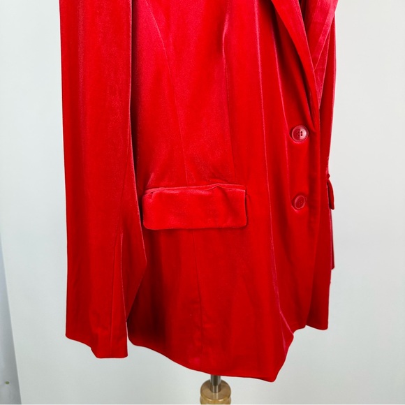 Lane Bryant Red Velvet Two Button Stretch Blazer Size 24 - Picture 8 of 14